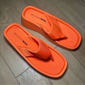 Fashion Nova Bold Orange Slide Sandals